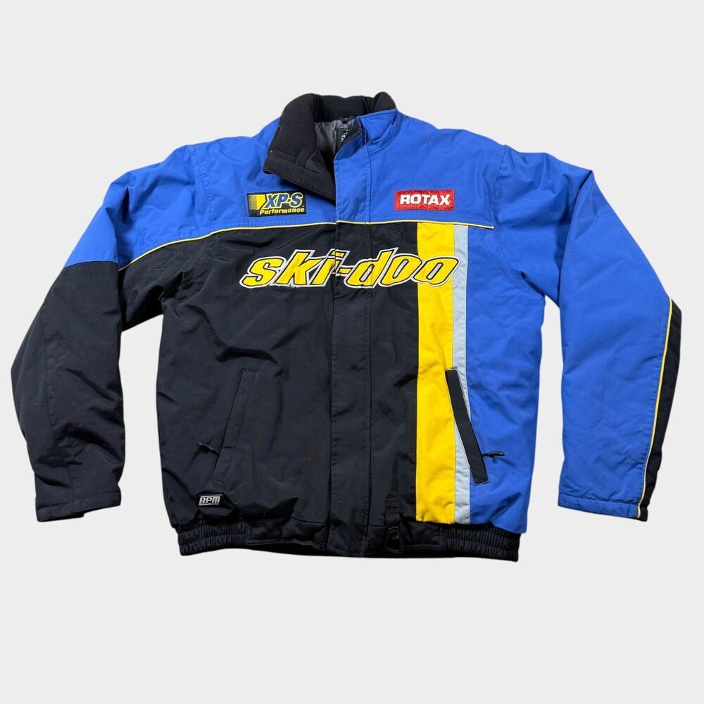 Vintage Ski-Doo Snowmobile Jacket Large Tall BRP Rotax Racing Blue Black Y2K L/T